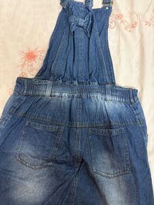 Cute Denim Pinafore Dress with Bow