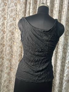 Chic Black V-Neck Ruched Tank Top