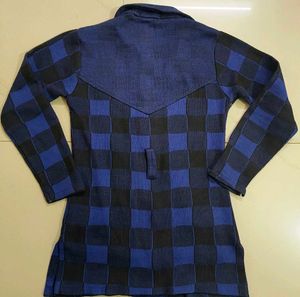 Stylish Blue Plaid Coat