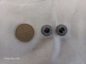 Elegant Black Stone Stud Earrings