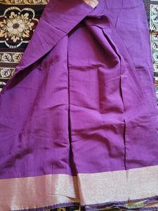 Cotton Saree with Golden Border