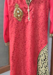 Embellished Red Kurta