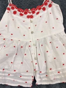 White Embroidered Camisole Top