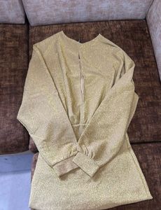H&amp;M Sparkly Gold Long Sleeve Dress