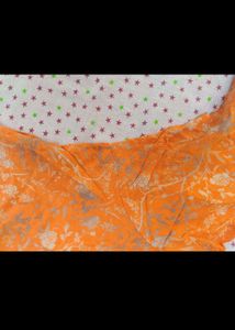 Orange Printed Kurta with Striped Palazzo