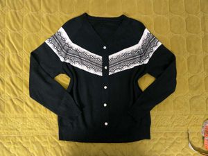 imported  Black Lace Trim Cardigan bust 36/38