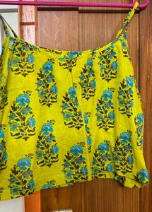 Yellow Floral Print Crop Top