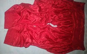 Red suit creap silk +dupatta