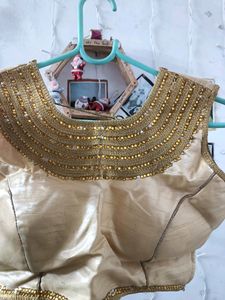 Golden Blouse With Beautiful Embroidery Work...