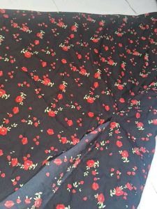 Black Floral Print Midi Dress