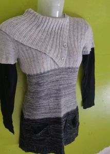 Gray Knit Tunic Sweater