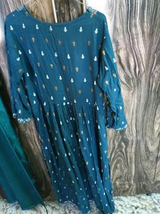 Teal Embroidered Kurta