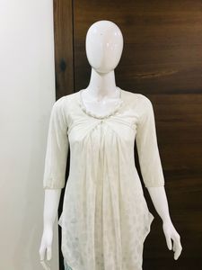 A White High Low Casual Wear Top