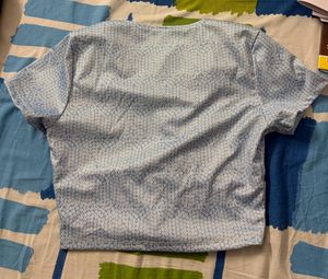 Light Blue Patterned Wrap Top