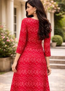 Red Ethnic Kurta with Embroidery