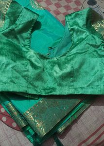 Emerald Green Embroidered Silk Saree