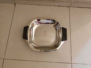 Unused Stainless Steel Serving Tray with Handles