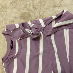 Purple &amp; White Striped Crew Neck T-Shirt