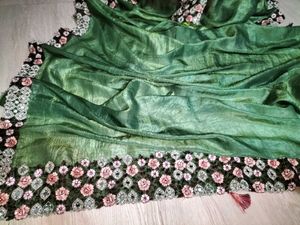 Designer Green Embellished Saree