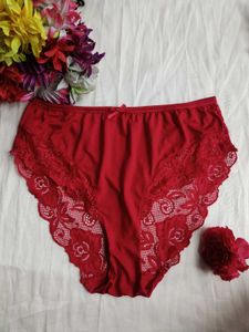 Red Lace Trim Briefs