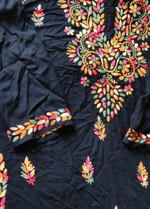 Embroidered Black Kurta