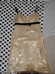 gold seqinned midi dress