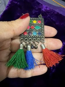 Boho Tassel Earrings with Colorful Stones