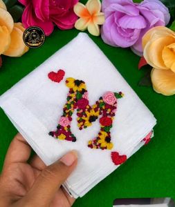 Hand Embroidered handkerchief coustmize any name