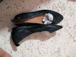 Black Leather Flats