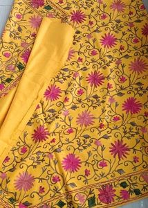 Yellow Floral Embroidered Shawl