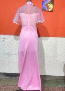 Elegant Pink Ruched Maxi Dress