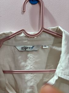 Elegant Cream Puff Sleeve Shirt