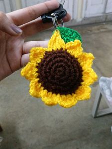 Handmade Crochet Sunflower Keychain
