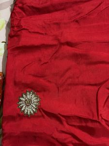 Vibrant Red Embellished Saree