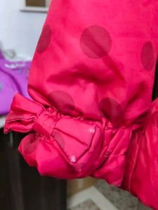Girls Pink Polka Dot Puffer Coat
