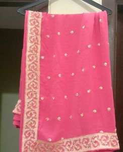 Baby Pink Georgette Saree.