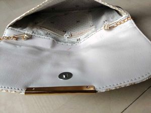 White &amp; Gold Clutch Bag
