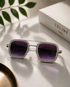Sparkling Embellished Square Sunglasses