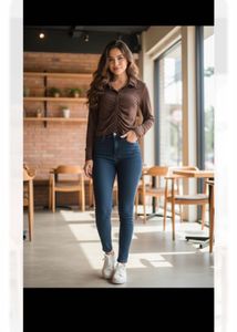 Brown Button-Down Top