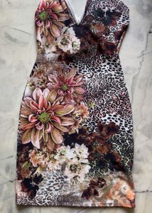 Bold Floral & Leopard Print Corset Dress