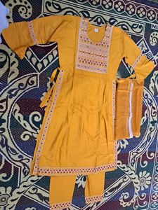 Nyra Cut Kurta Set IN Pretty Mustard Color