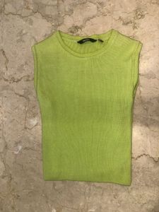 Lime Green Sleeveless Knit Top