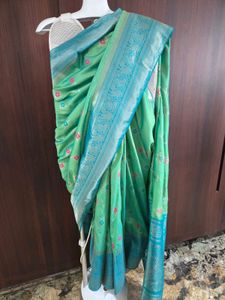 🎉Today only🎉Elegant Green &amp; Blue Saree