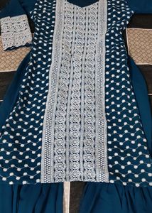 Elegant Blue Embroidered Kurta Set