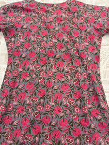 Stylish Grey Floral Print Kurta