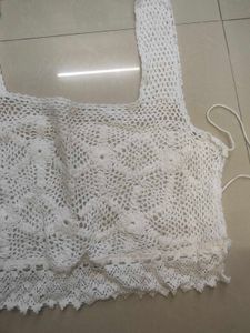 Crochet White Crop Top