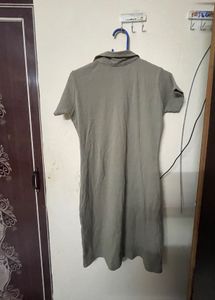 Olive Green Collared Mini Dress