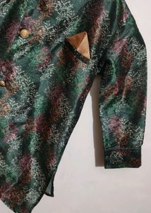 Green Kurta Pajama Floral Print For Boy 3- 4 Year