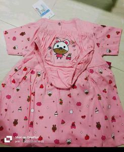 Cute Pink Bear Print Dress &amp; Panty Set