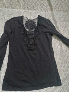 Black Lace Back Top